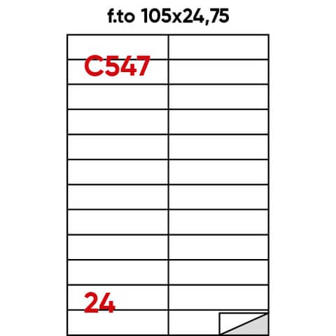 Etichette bianche permanenti Markin Copiatabu 105x24,75 mm - 24 et./ff - conf. 100 ff A4 - X210C547